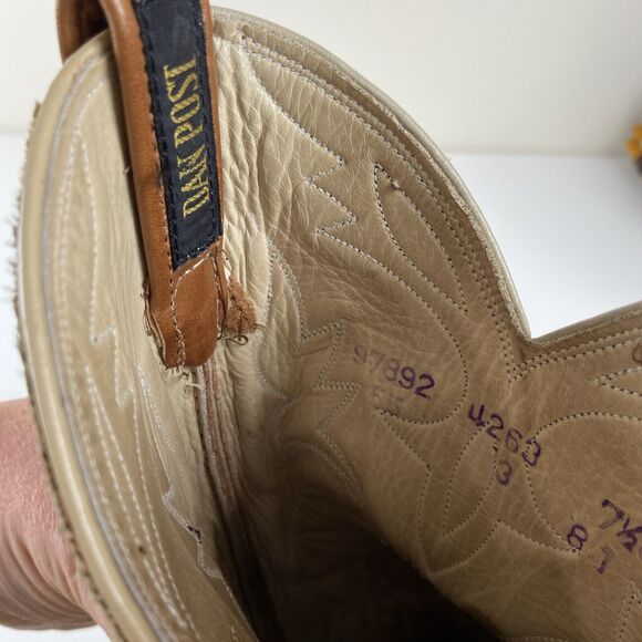 Dan Post Women's Boot Size 7.5 C Western Cowboy Boots Tan Brown 2 Tone Leather - Picture 13 of 14